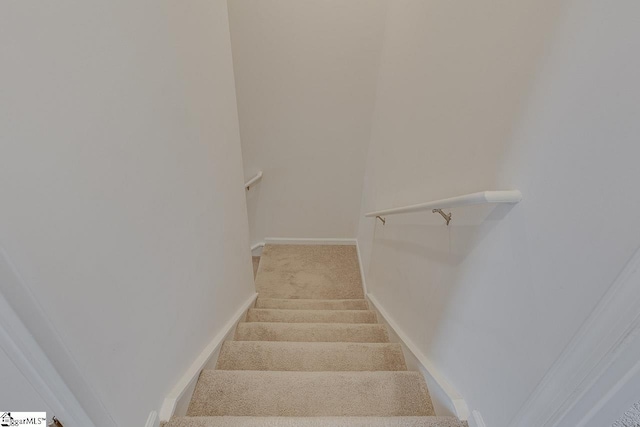 staircase with carpet and baseboards