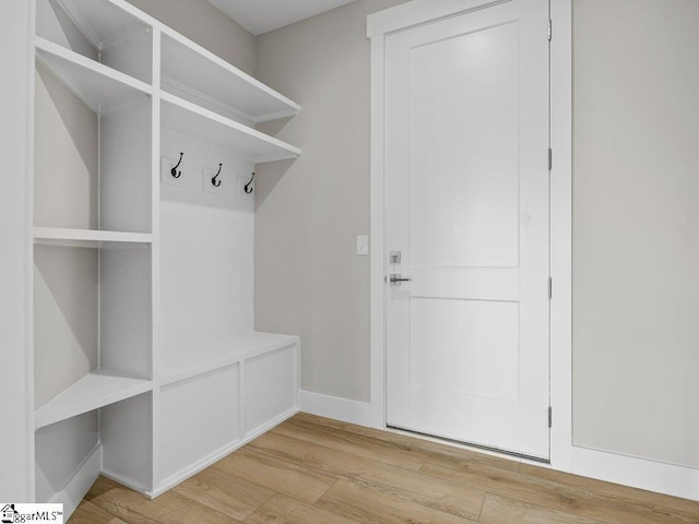 mudroom featuring light wood-type flooring