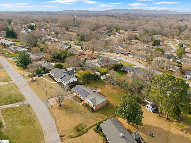 bird's eye view featuring a residential view and a mountain view