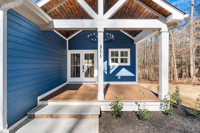 property entrance with french doors