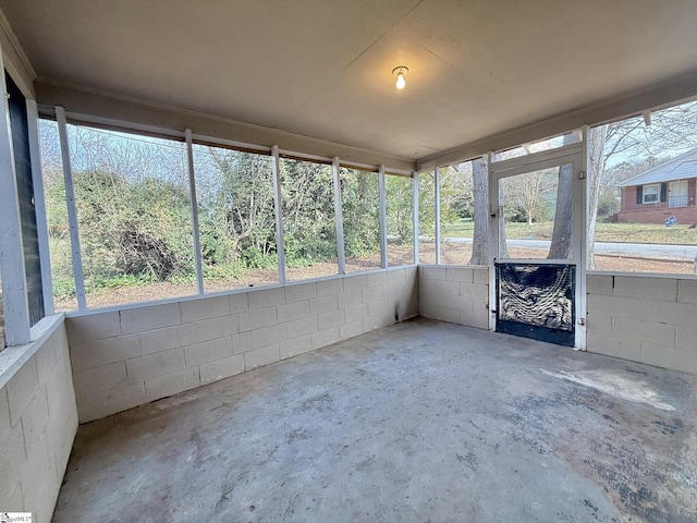 view of unfurnished sunroom