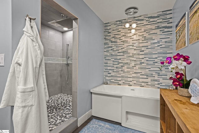 bathroom featuring a stall shower