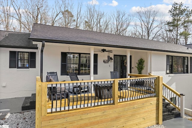 view of front of house with a shingled roof, crawl space, and brick siding