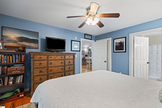 bedroom featuring a ceiling fan