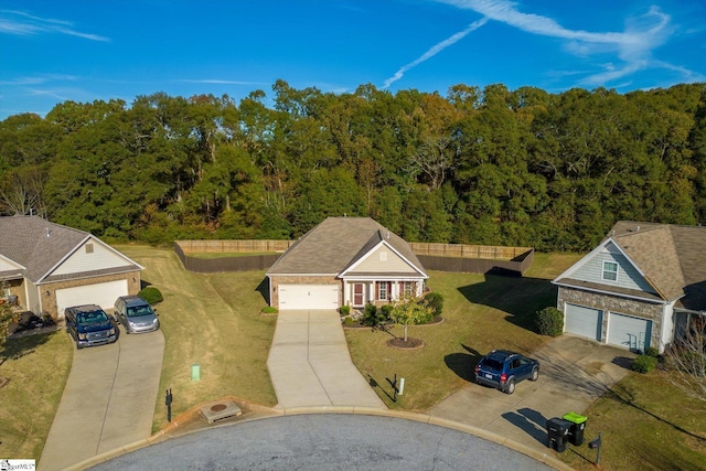 bird's eye view with a view of trees