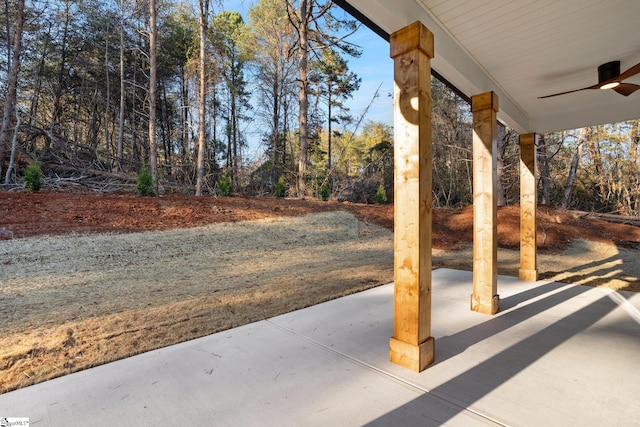 view of patio / terrace featuring ceiling fan