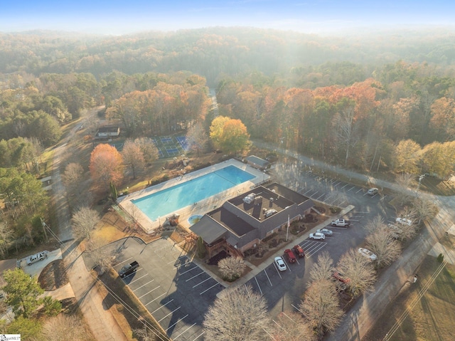 aerial view with a forest view