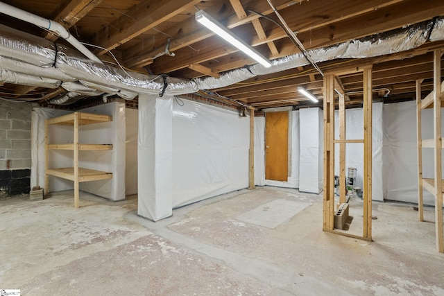 view of unfinished basement