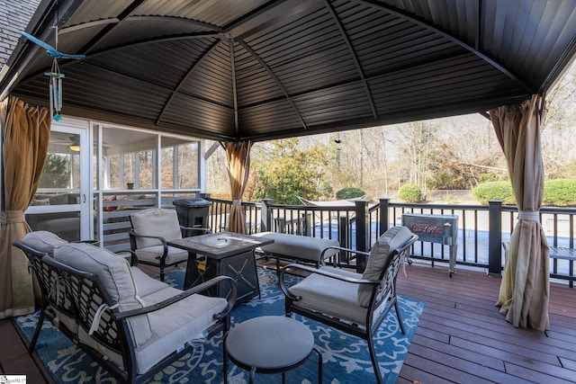 wooden deck with a gazebo