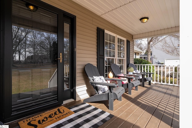 deck featuring a porch