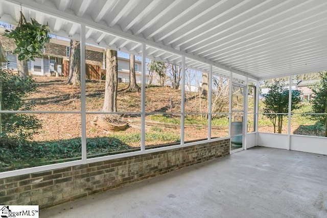 view of unfurnished sunroom