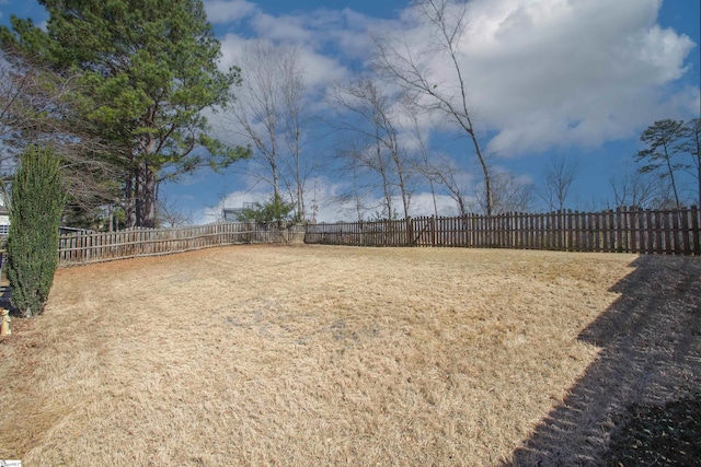 view of yard with a fenced backyard