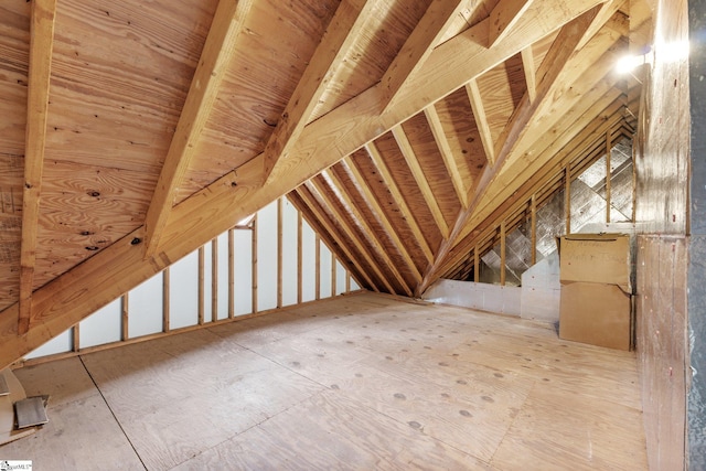 view of unfinished attic