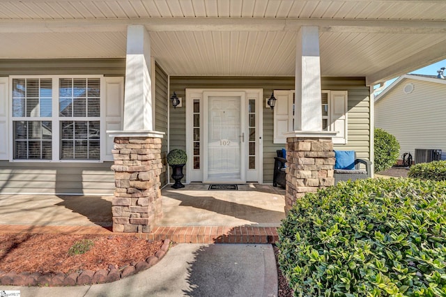 entrance to property with a porch