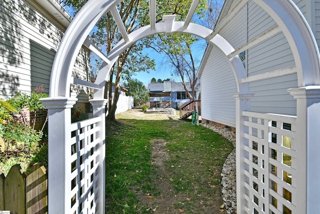 view of yard featuring fence