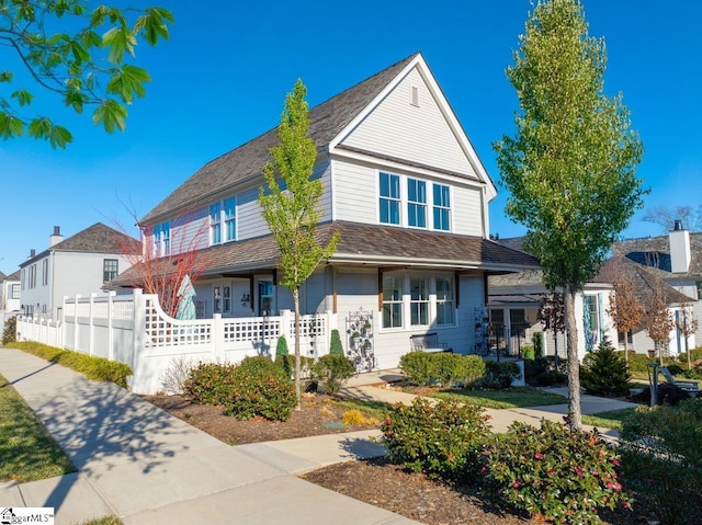 view of front of home with a fenced front yard