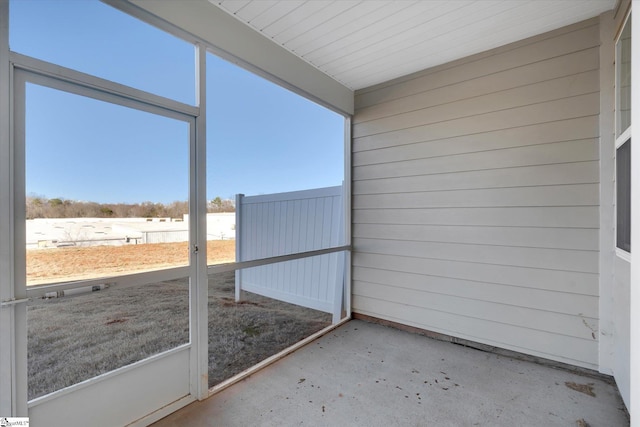 view of unfurnished sunroom