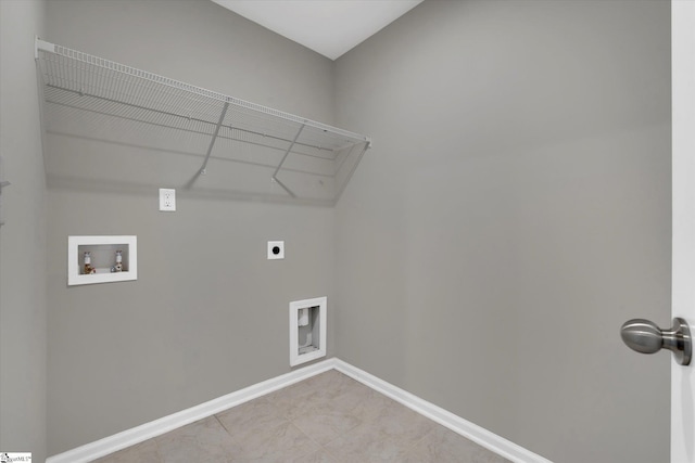 washroom featuring laundry area, baseboards, washer hookup, and hookup for an electric dryer