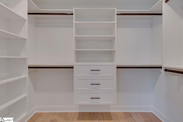 walk in closet featuring light wood finished floors