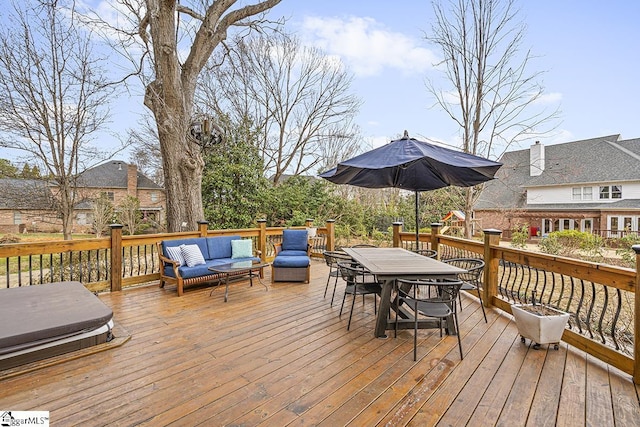 deck with an outdoor hangout area and outdoor dining area