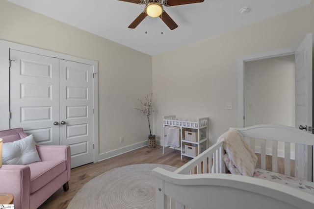 14 Arden Street Units A & B, Greenville, SC 29607 - bedroom with ceiling fan, a closet, baseboards, and wood finished floors