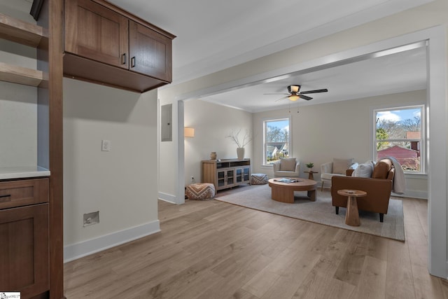 14 Arden Street Units A & B, Greenville, SC 29607 - living area featuring light wood-style floors, baseboards, and a ceiling fan