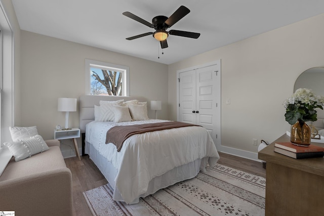 14 Arden Street Units A & B, Greenville, SC 29607 - bedroom featuring a ceiling fan, a closet, baseboards, and wood finished floors