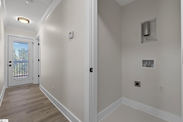 14 Arden Street Units A & B, Greenville, SC 29607 - laundry room featuring crown molding, hookup for a washing machine, electric dryer hookup, laundry area, and baseboards