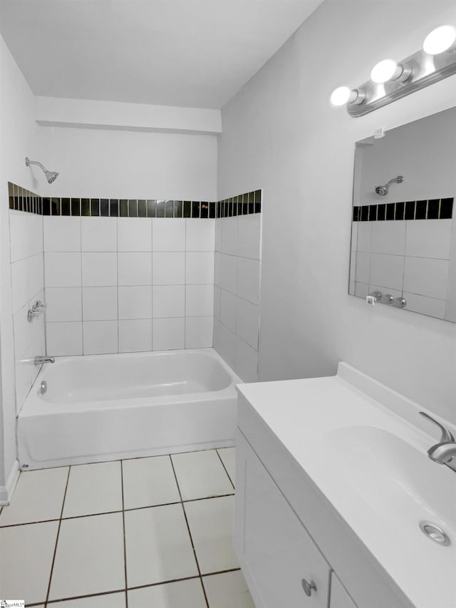 full bathroom with tile patterned flooring, tub / shower combination, and vanity