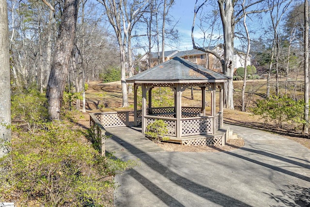 exterior space with a gazebo