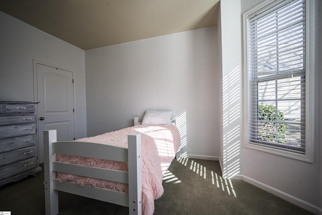 bedroom with baseboards and carpet floors