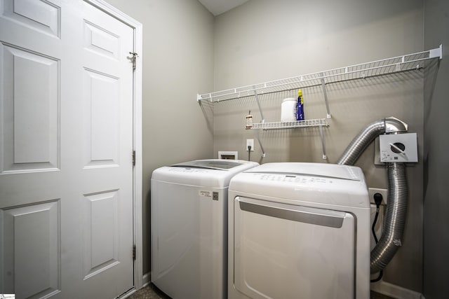 laundry room with washing machine and clothes dryer and laundry area