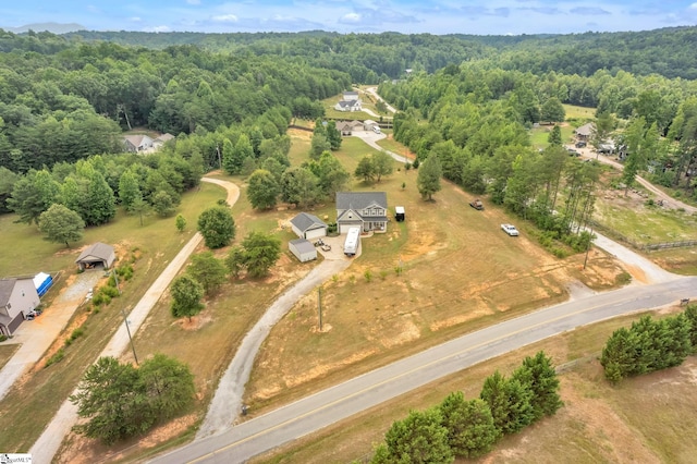 aerial view with a forest view