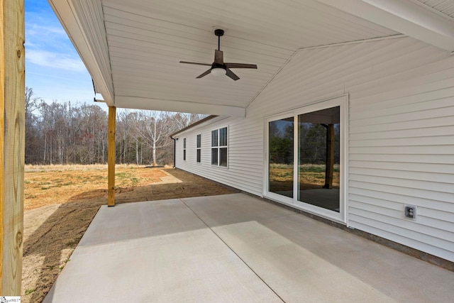 view of patio featuring a ceiling fan