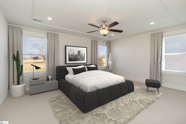 100 Outback Dr, Greer, SC 29650 - carpeted bedroom featuring visible vents, multiple windows, a tray ceiling, and baseboards