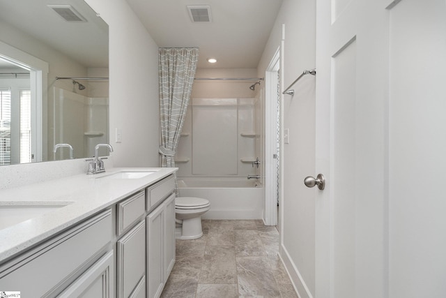 100 Outback Dr, Greer, SC 29650 - bathroom featuring double vanity, visible vents, toilet, and a sink