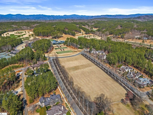 drone / aerial view with a mountain view