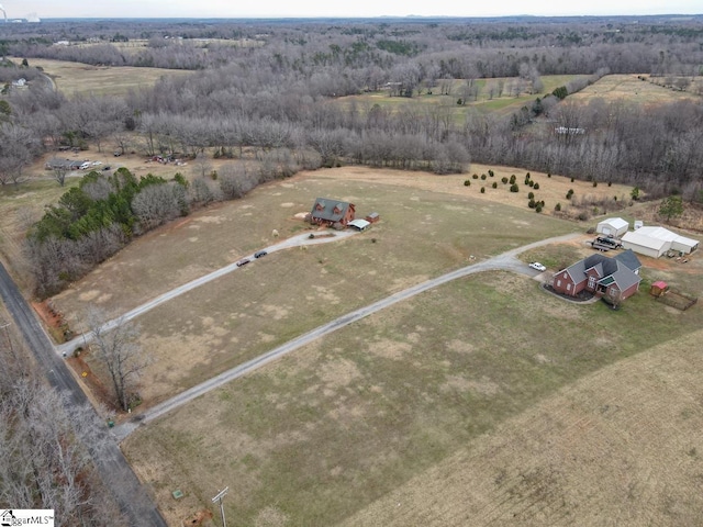 drone / aerial view featuring a rural view