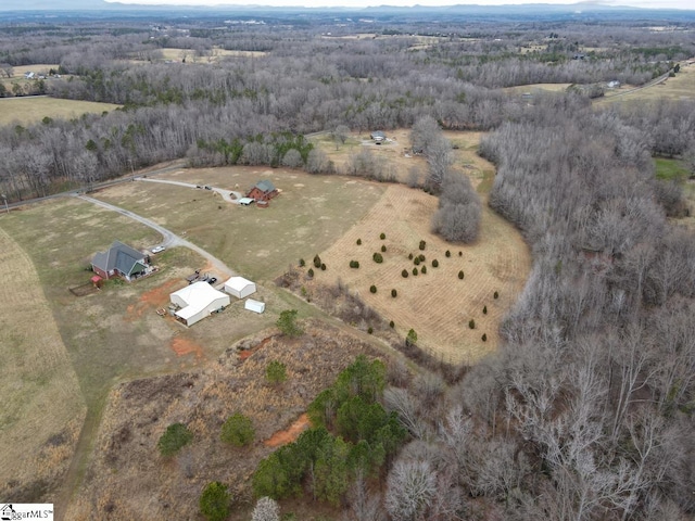 drone / aerial view with a rural view