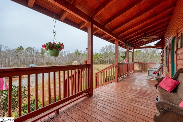 deck featuring a ceiling fan