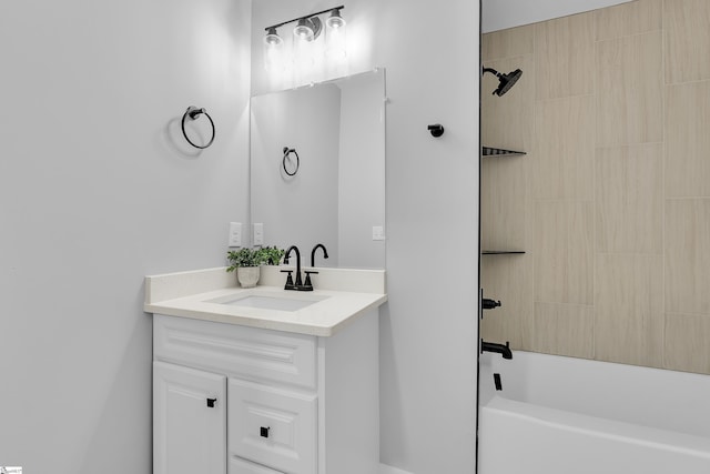 bathroom with vanity and shower / bathing tub combination