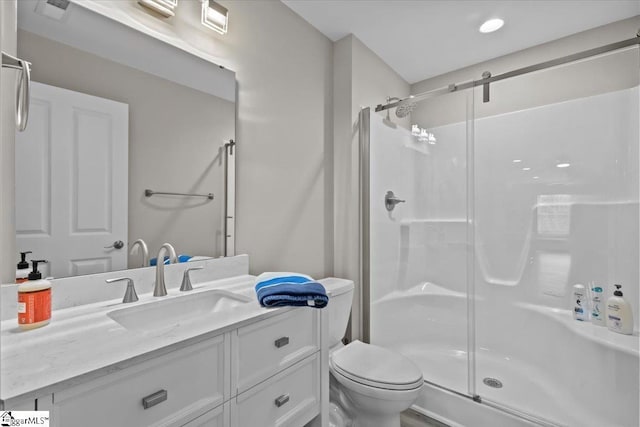 145 Brady Dr, Anderson, SC 29626 - bathroom featuring vanity, a shower stall, and toilet