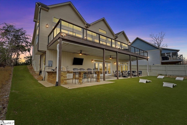 145 Brady Dr, Anderson, SC 29626 - rear view of house featuring a yard, a patio, and a ceiling fan