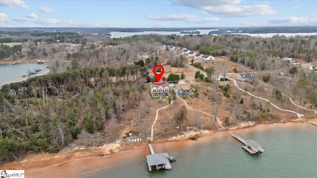 145 Brady Dr, Anderson, SC 29626 - aerial view with a water view and a wooded view
