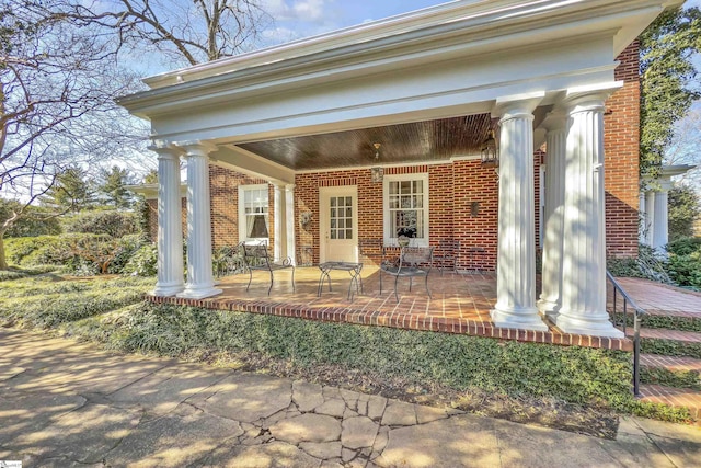 exterior space with covered porch