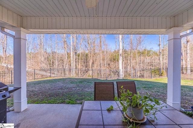 view of patio featuring outdoor dining area and a fenced backyard