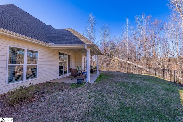 view of yard with a patio area and a fenced backyard