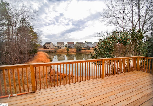 deck with a water view