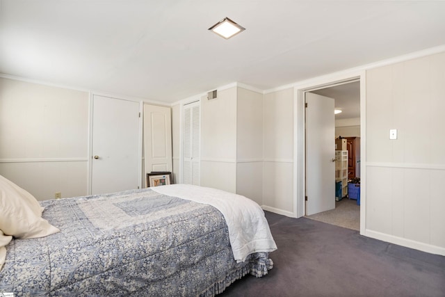 carpeted bedroom with visible vents