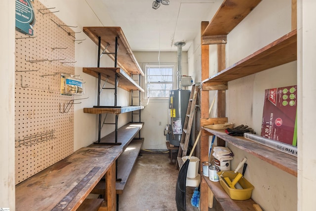 storage room featuring water heater